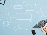 technology connections diagram on blue background